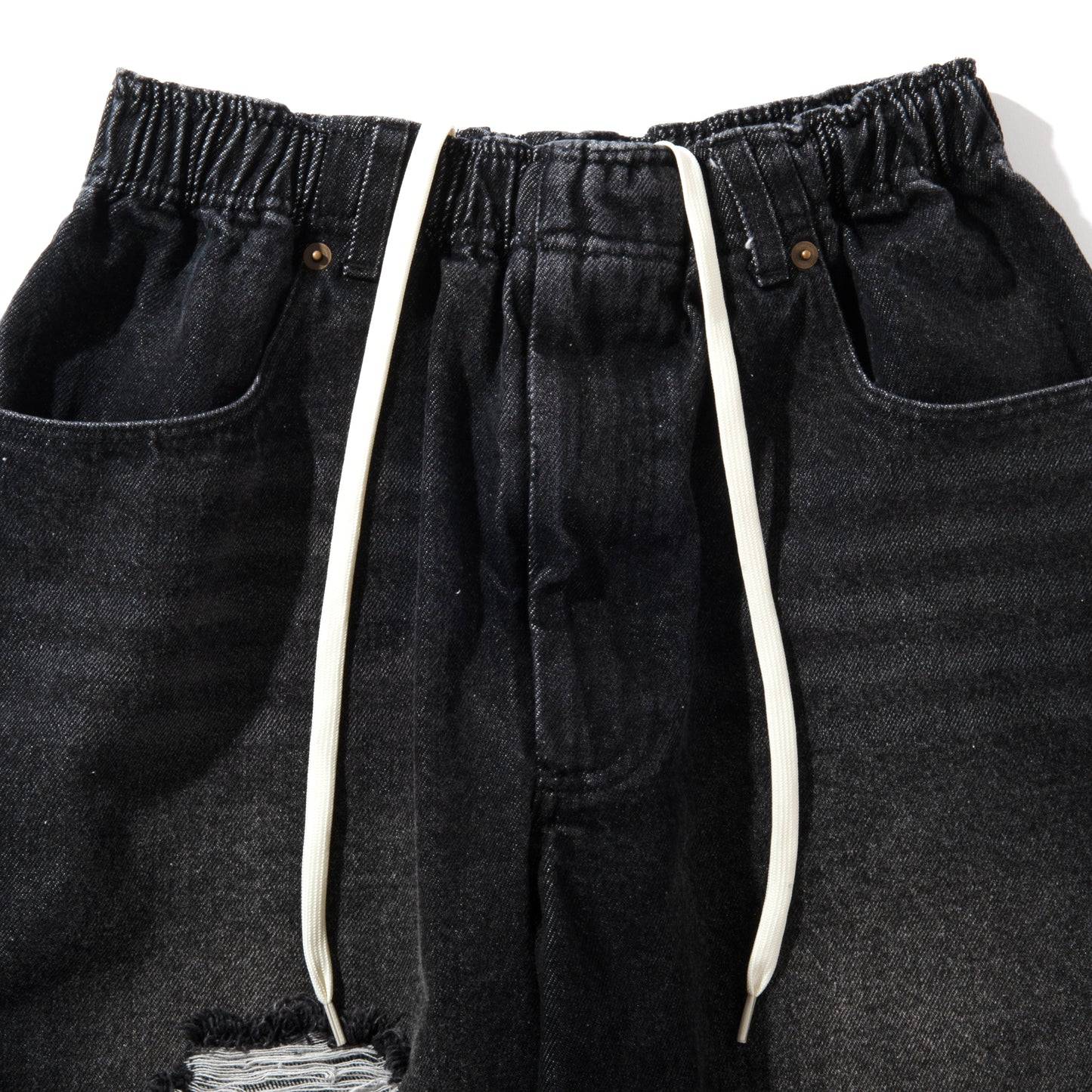 Acy|SCRATCH DENIM PANTS |BLACK