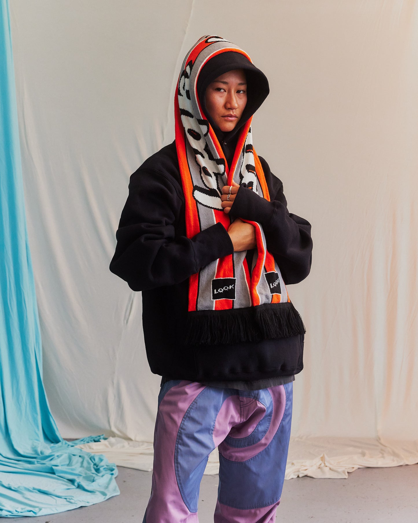 LQQKSTUDIO|KNIT SCARF|ORANGE