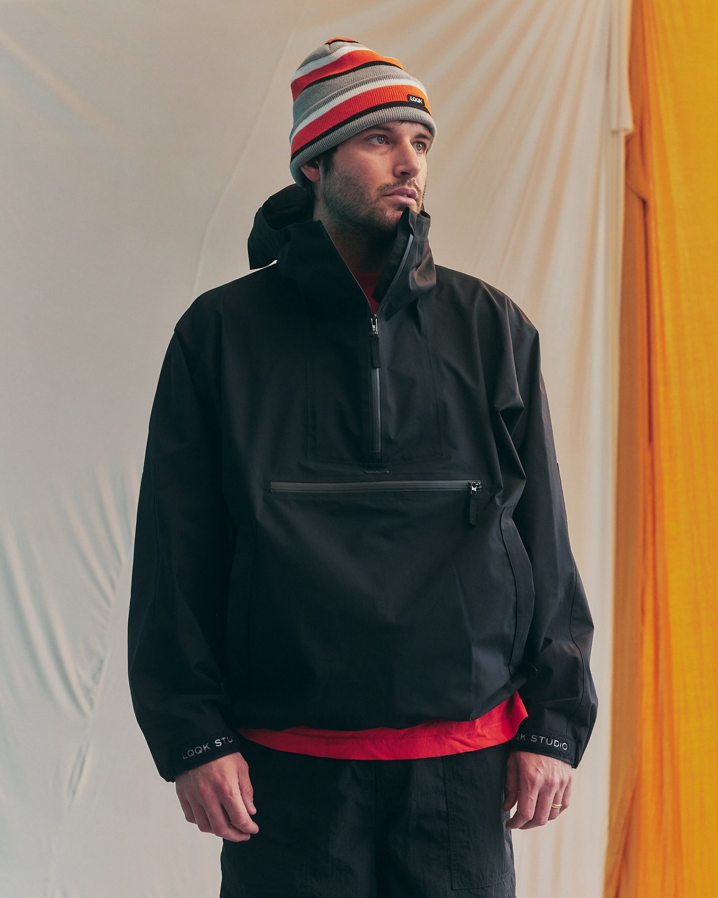 LQQKSTUDIO|NYLON PULLOVER JACKET|BLACK