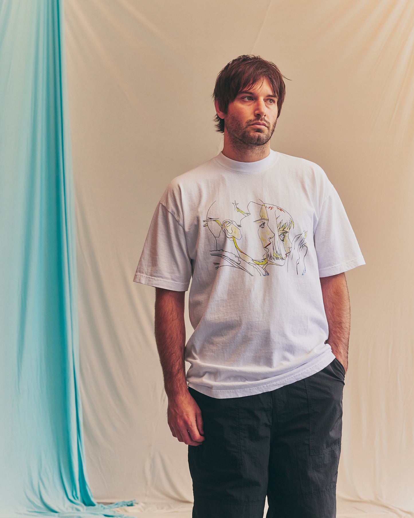 LQQKSTUDIO|MOTION GRAPHICS HARMONY CEL MIX S/S #2|WHITE