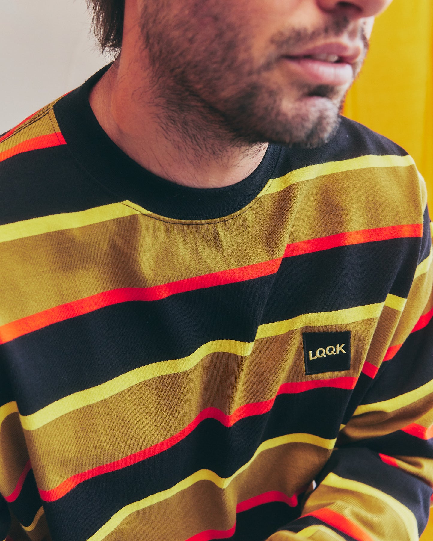 LQQKSTUDIO|L/S RUGBY WEIGHT BORDER TEE BOX LOGO|OLIVE