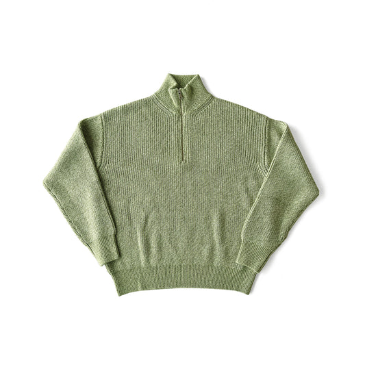 COMFORTABLE REASON|Harf Zip Knit |LIME