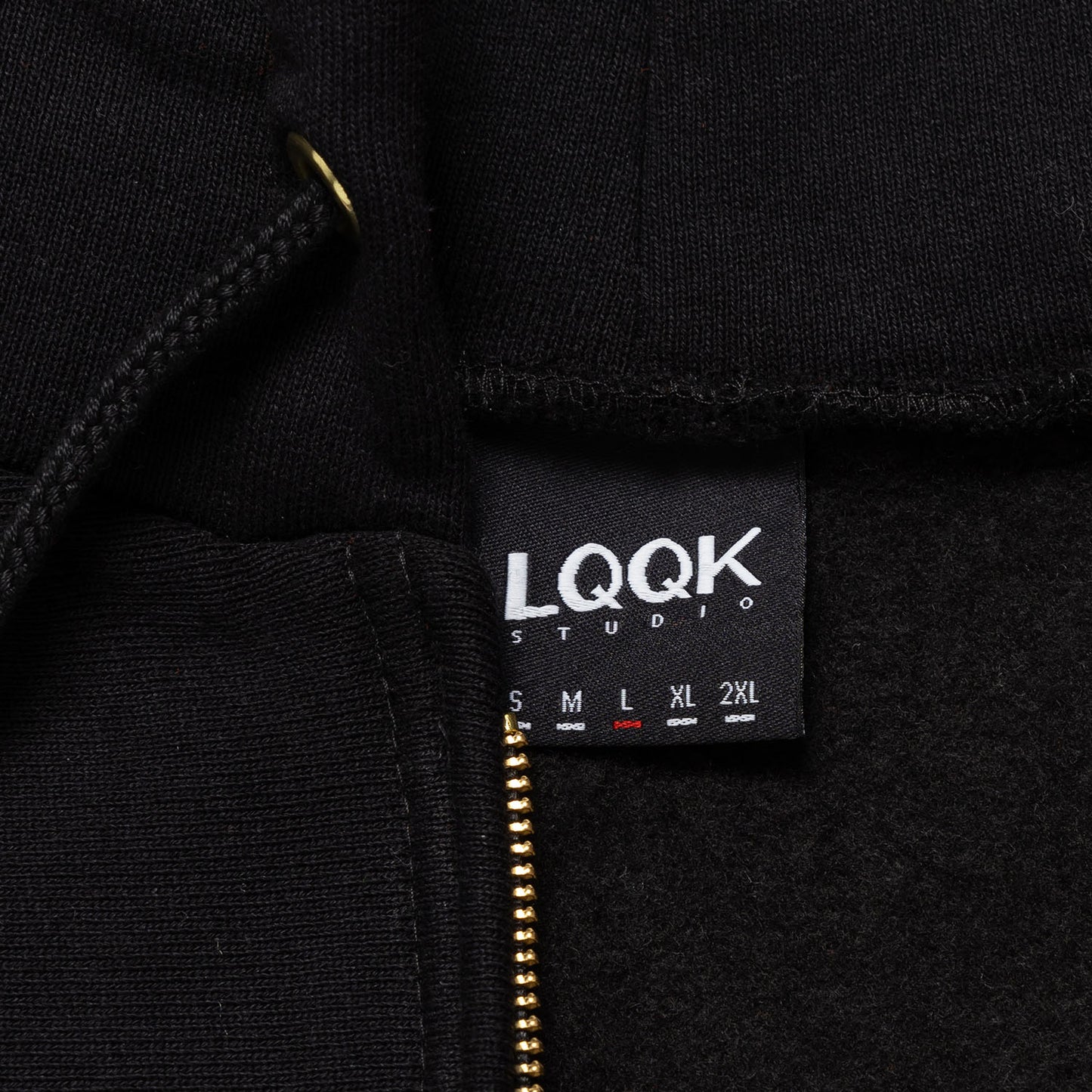 LQQKSTUDIO|SIGNATURE FLEECE ZIP HOODIE|BLACK