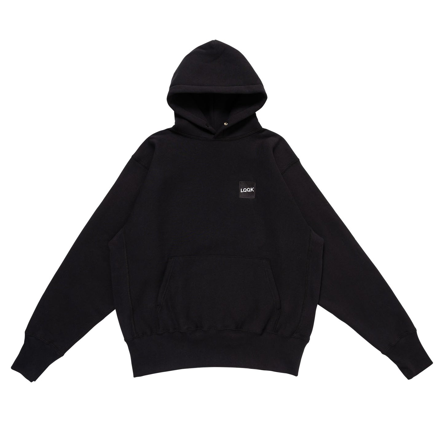 LQQKSTUDIO|SIGNATURE SNAP FLEECE HOODIE|BLACK