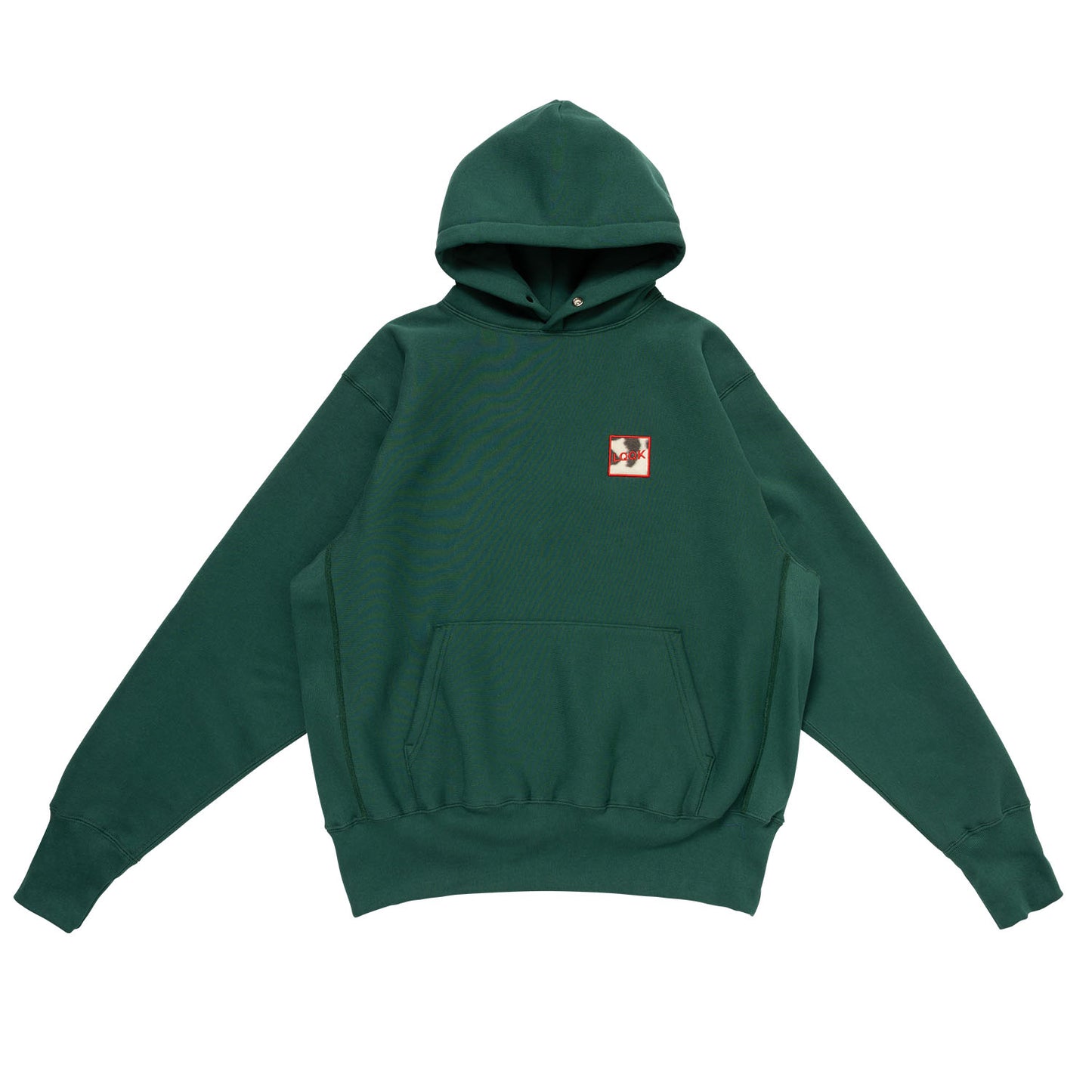 LQQKSTUDIO|SIGNATURE SNAP FLEECE HOODIE|FOREST GREEN