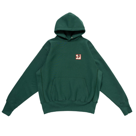 LQQKSTUDIO|SIGNATURE SNAP FLEECE HOODIE|FOREST GREEN