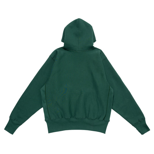 LQQKSTUDIO|SIGNATURE SNAP FLEECE HOODIE|FOREST GREEN