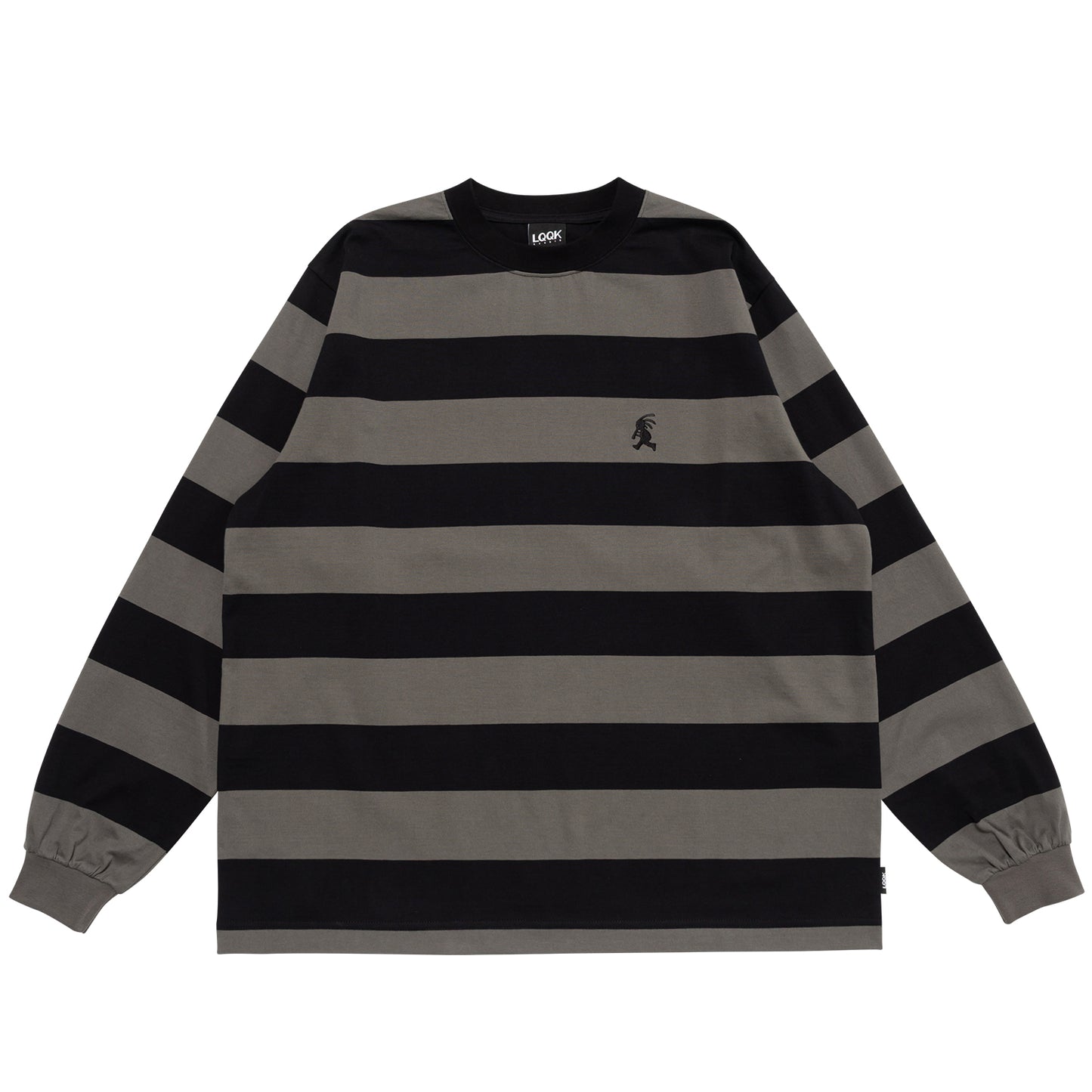 LQQKSTUDIO|LONGSLEEVE BORDER TEE|GREY BLACK
