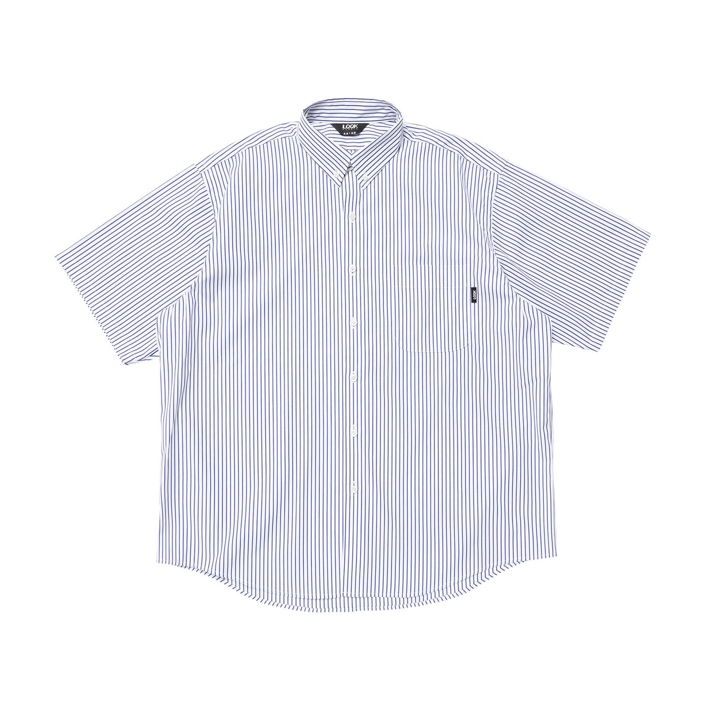 LQQK STUDIO|S/S BUTTON DOWN SHIRT|WHITE x BLUE STRIPE