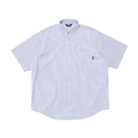 LQQK STUDIO|S/S BUTTON DOWN SHIRT|WHITE x BLUE STRIPE