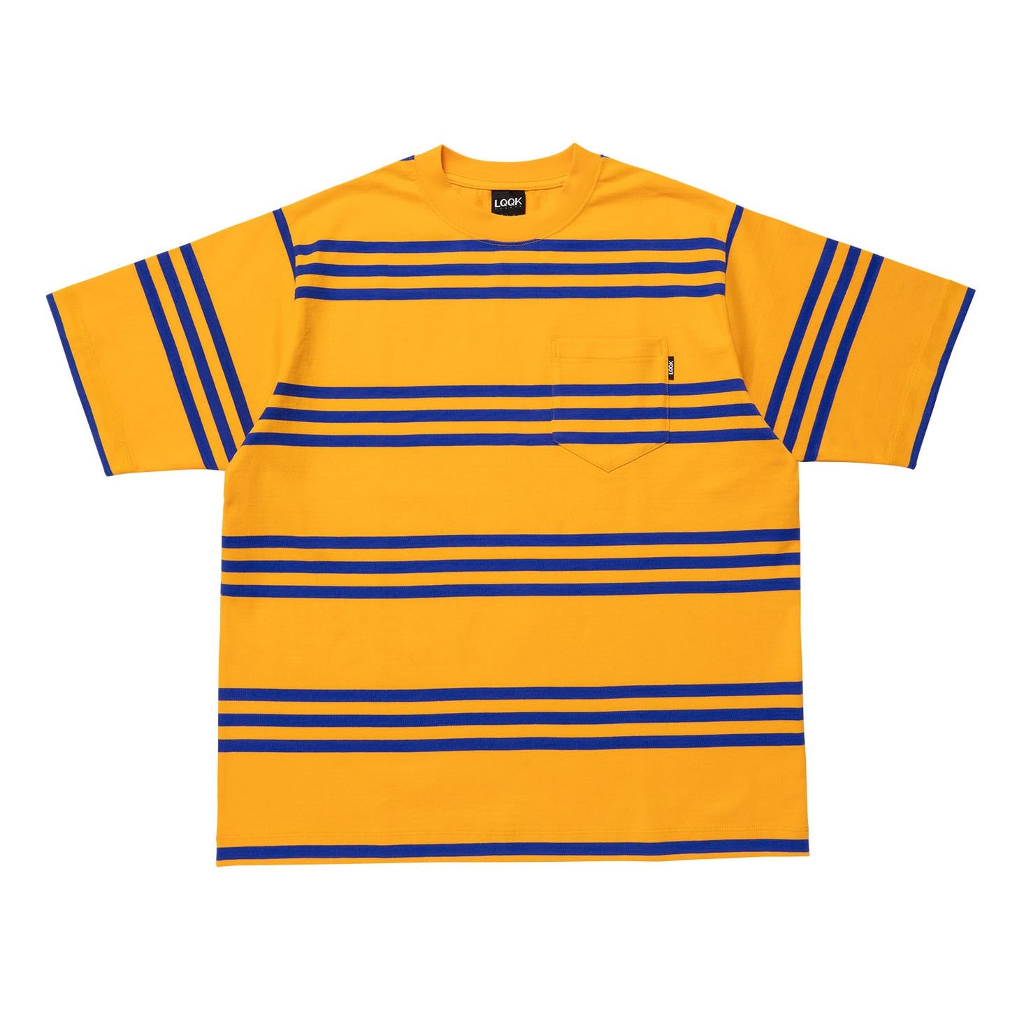 LQQK STUDIO|S/S RUGBY WEIGHT POKCET TEE|ORANGE x NAVY