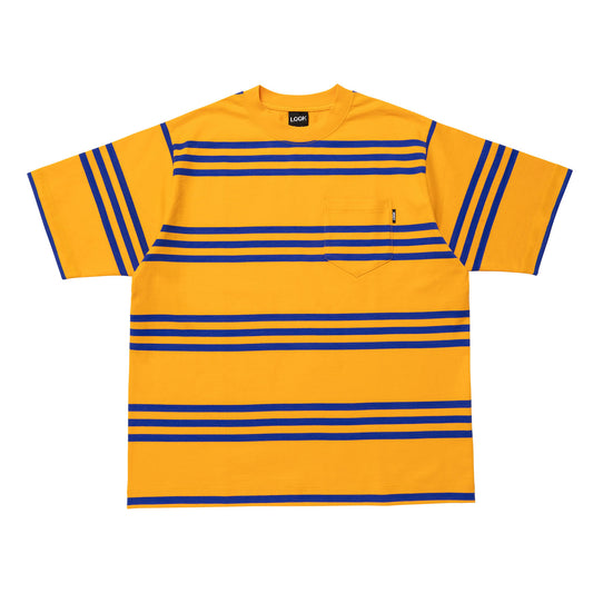 LQQK STUDIO|S/S RUGBY WEIGHT POKCET TEE|ORANGE x NAVY