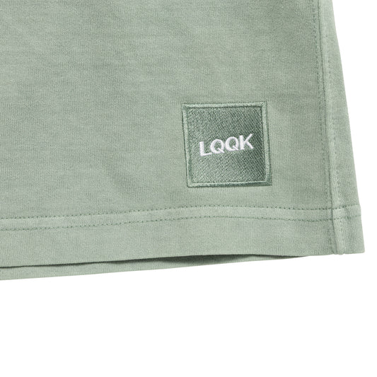 LQQKSTUDIO|PIGMENT WASHED SHORTS|WASHED GREEN