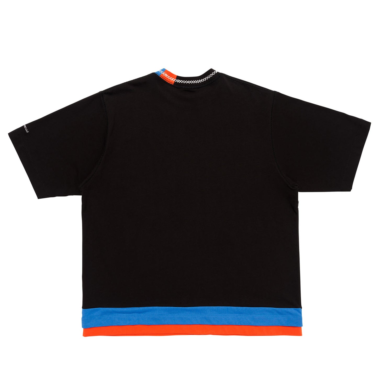 LQQKSTUDIO|BORDER STITCH TEE|BLACK BLUE ORANGE