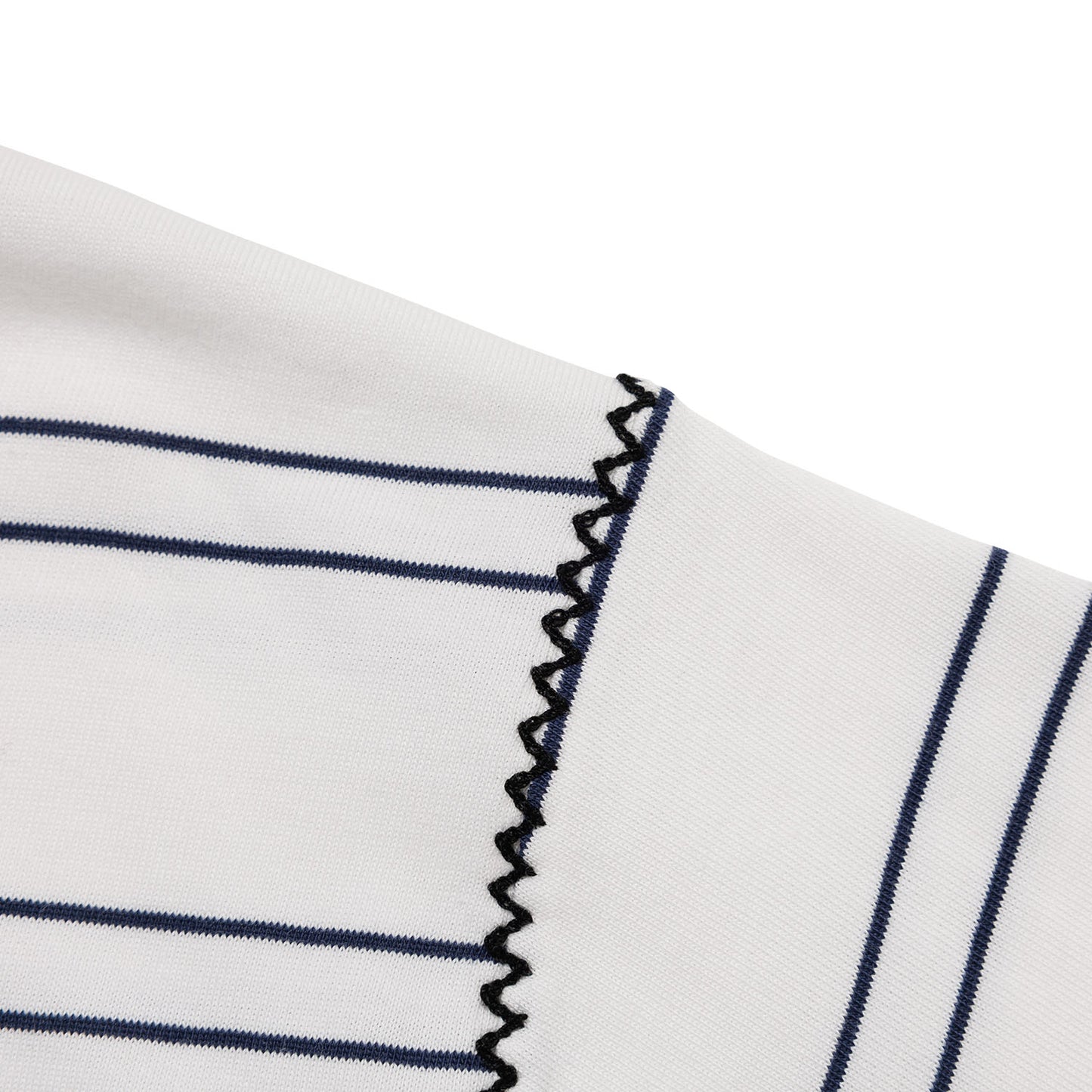 LQQKSTUDIO|BORDER STITCH TEE|WHITE-NAVY