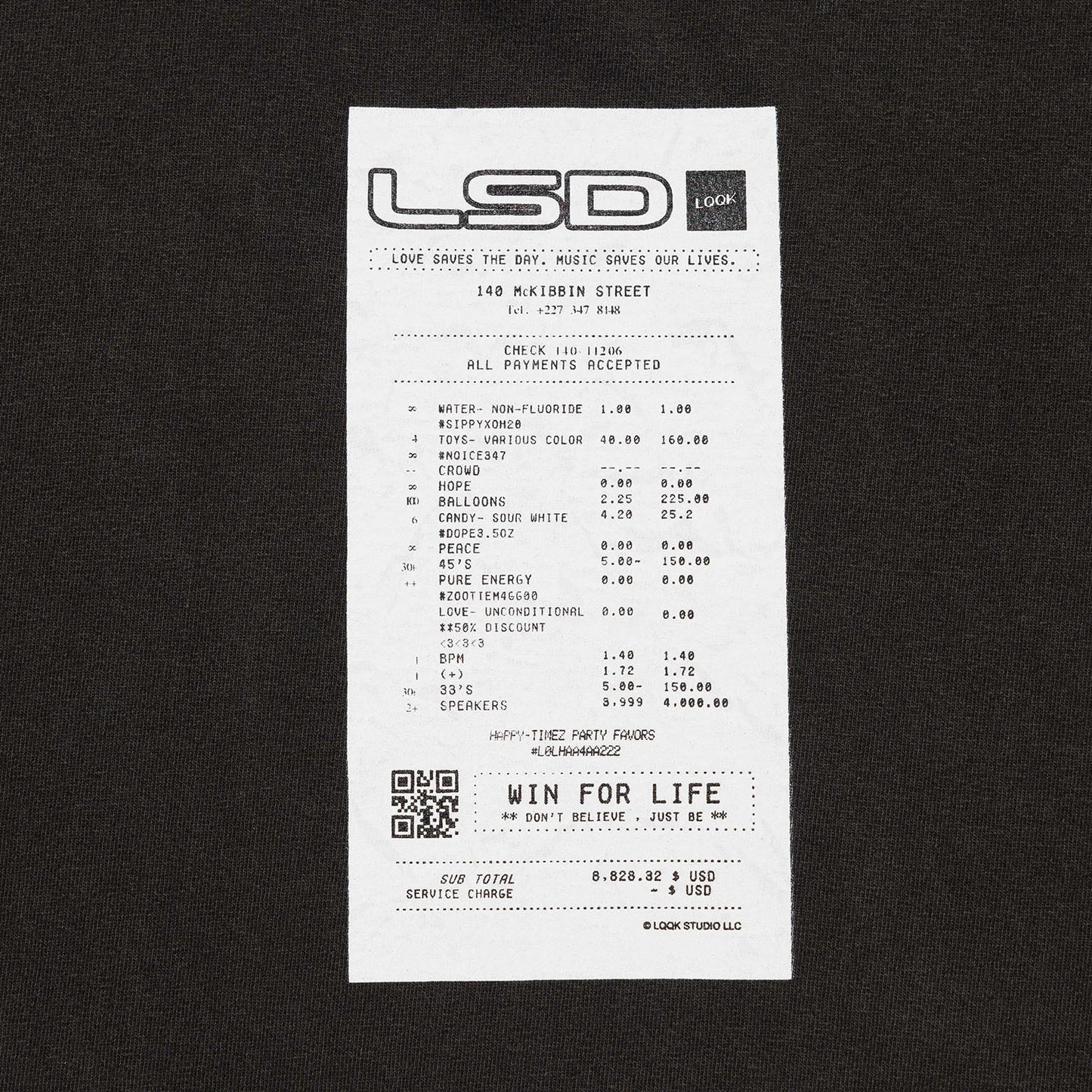 LQQKSTUDIO|LSD TEE|WASHED BLACK