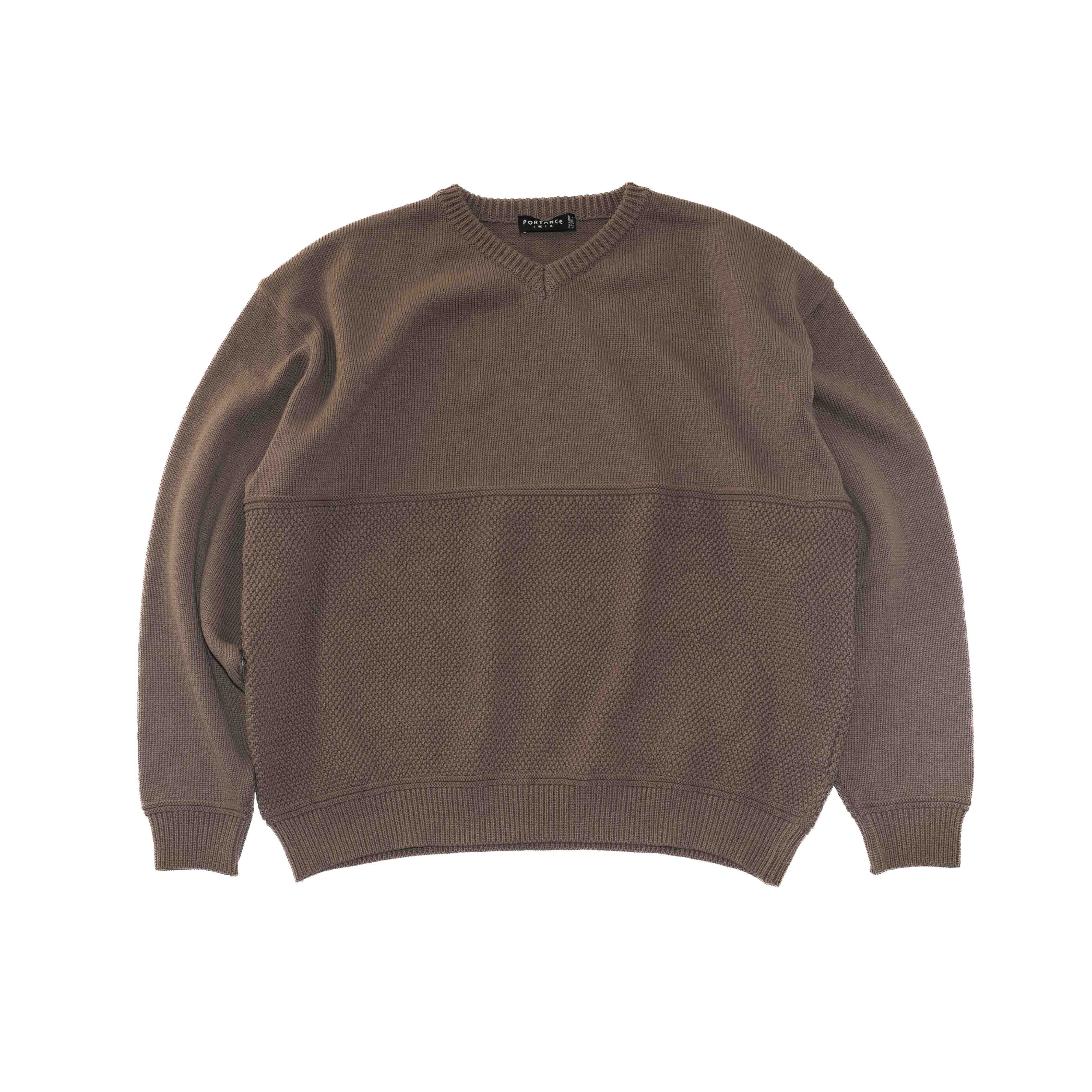 PORTANCE｜COTTON KANOKO V-KNIT｜MOCHA – Origin Store