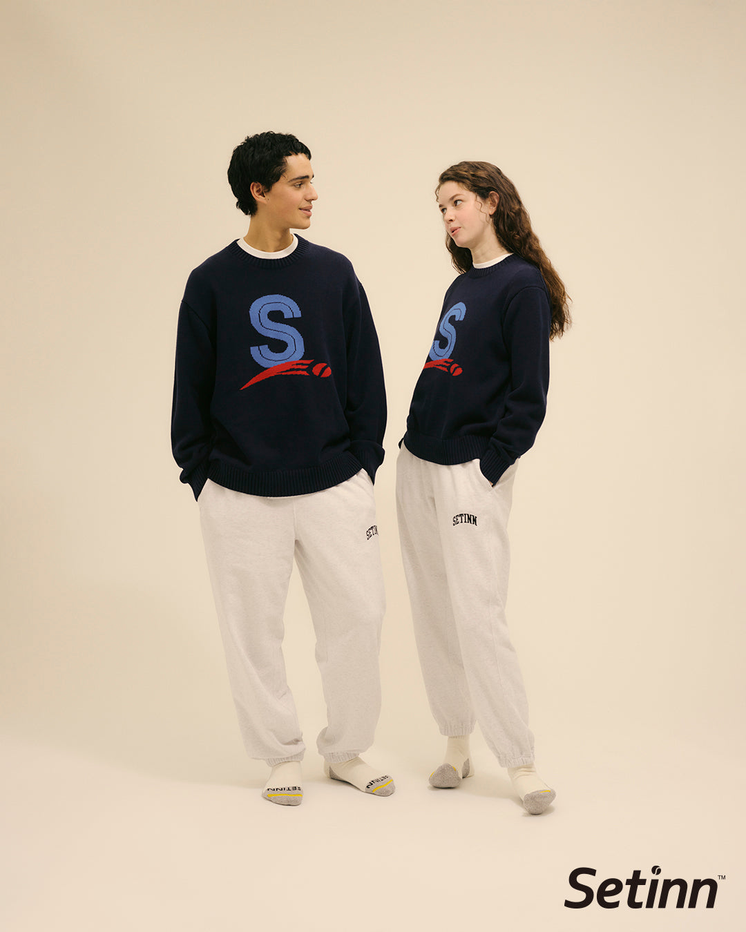 SETINN|Capital Crew Knit|NAVY