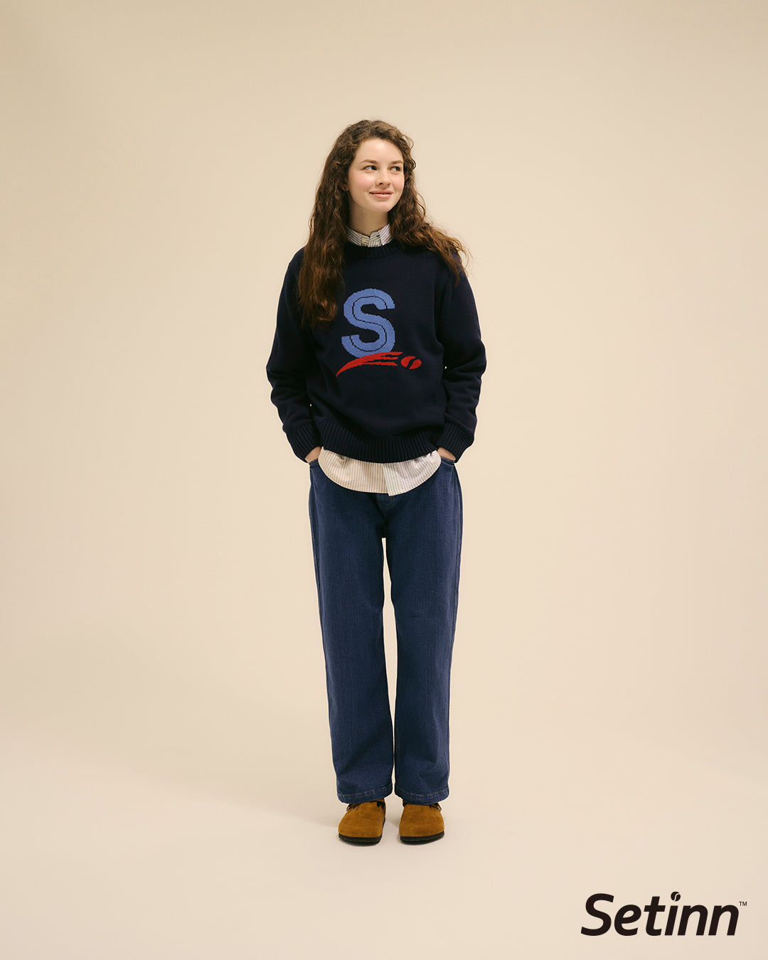 SETINN|Capital Crew Knit|NAVY