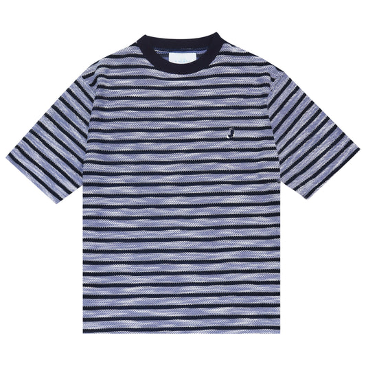 Whimsy|Slub Knit Border Tee|Blue