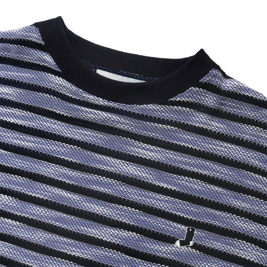 Whimsy|Slub Knit Border Tee|Blue