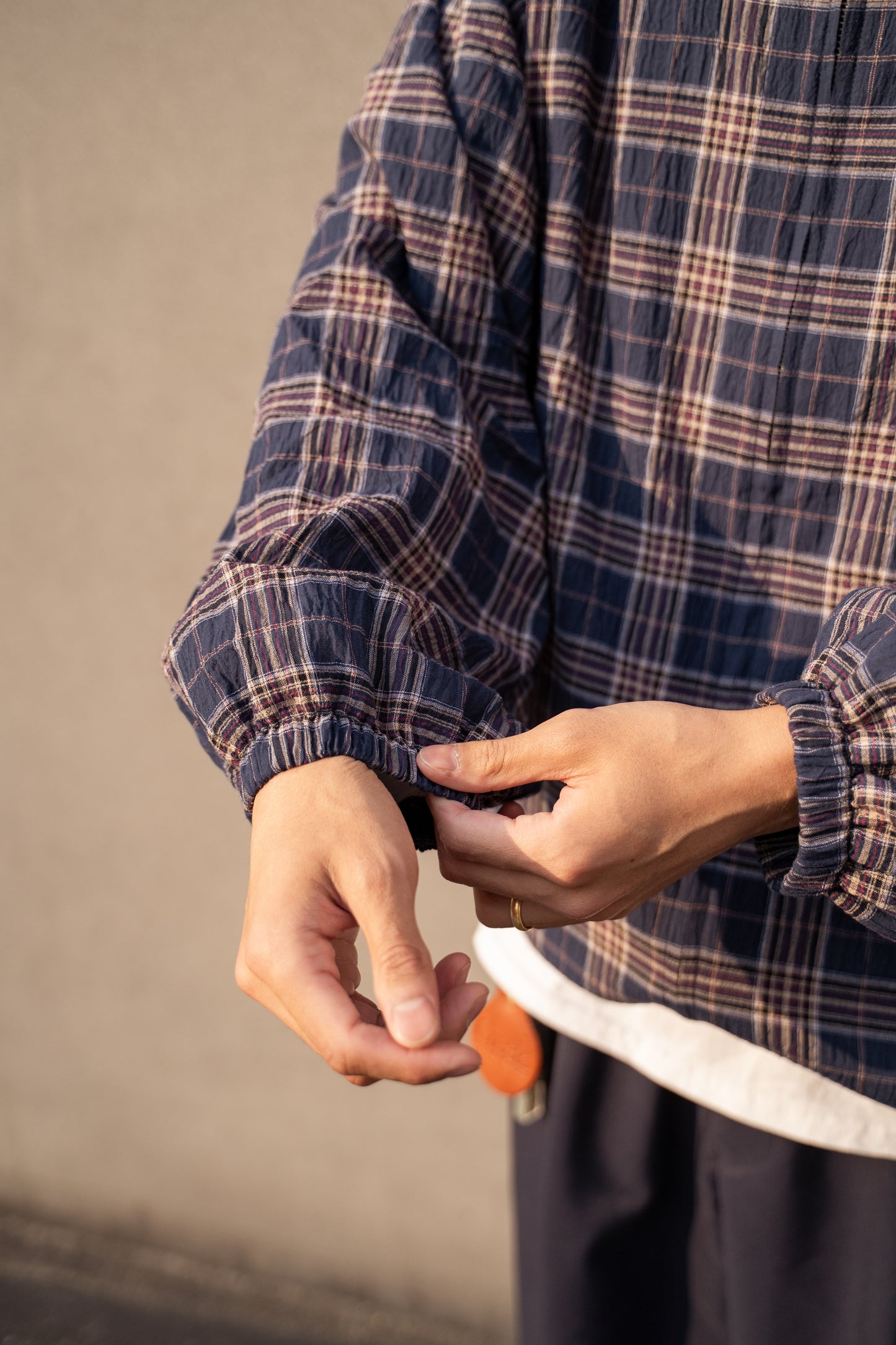THINKTHING|Plaid Light Zip Jacket|NAVY CHECK