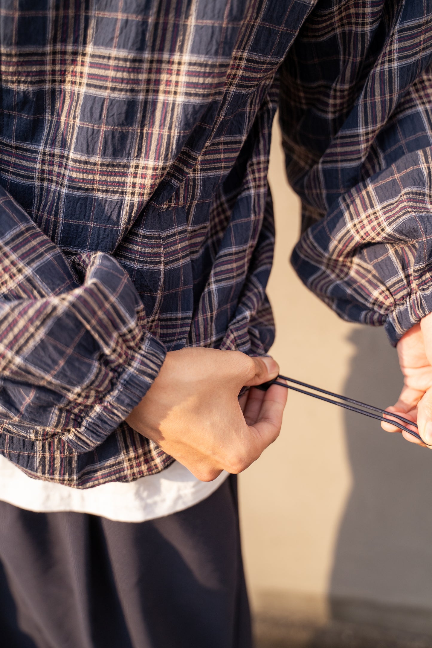 THINKTHING|Plaid Light Zip Jacket|NAVY CHECK
