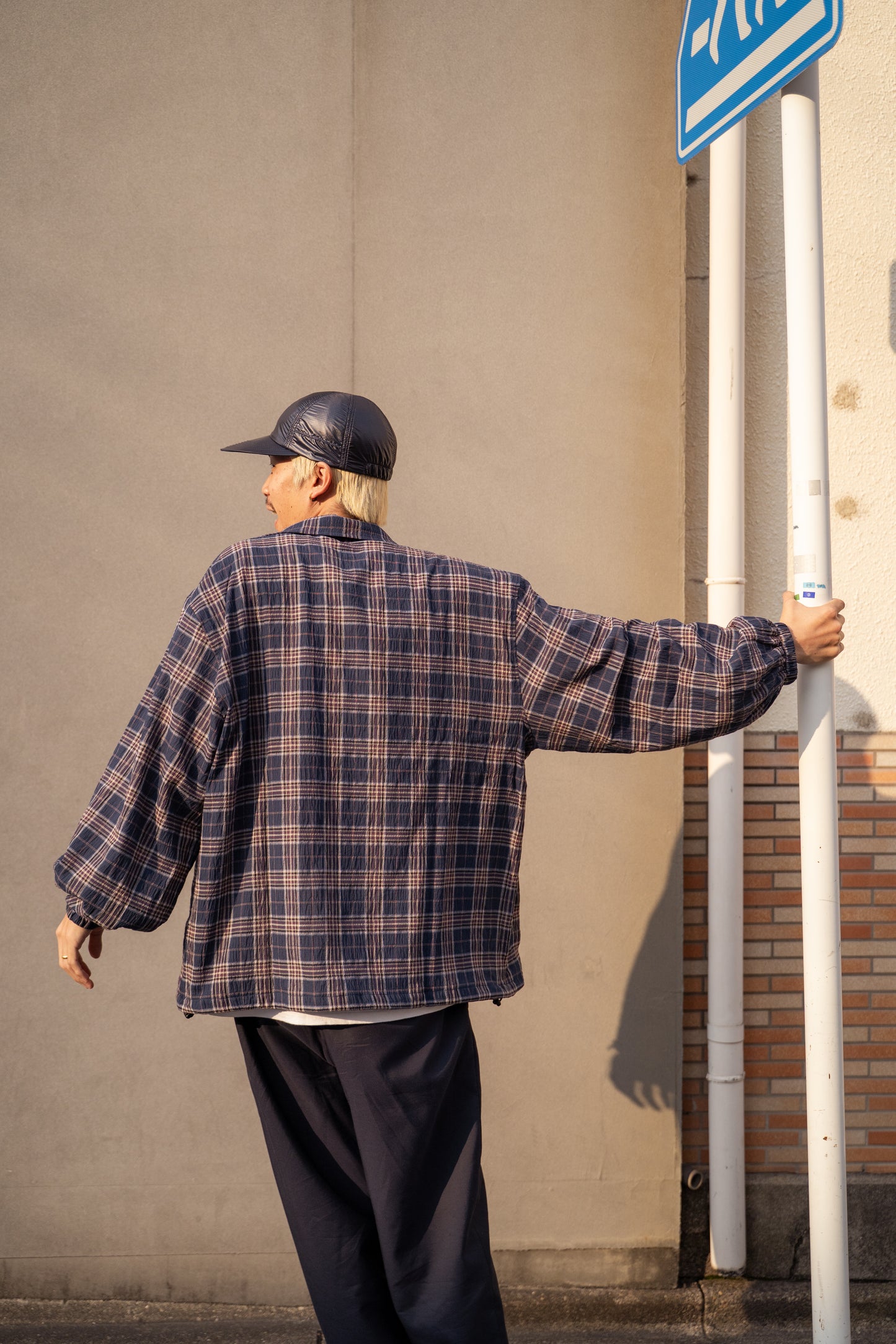 THINKTHING|Plaid Light Zip Jacket|NAVY CHECK