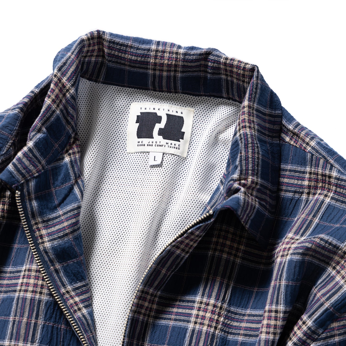 THINKTHING|Plaid Light Zip Jacket|NAVY CHECK
