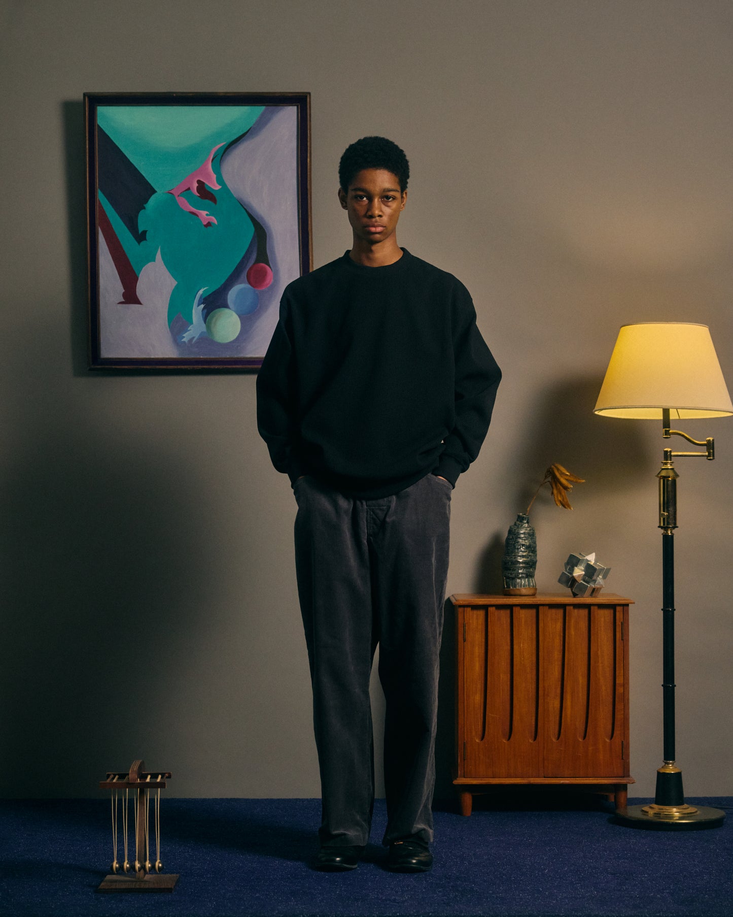 COMFORTABLE REASON|Poly Waffle Sweat |BLACK