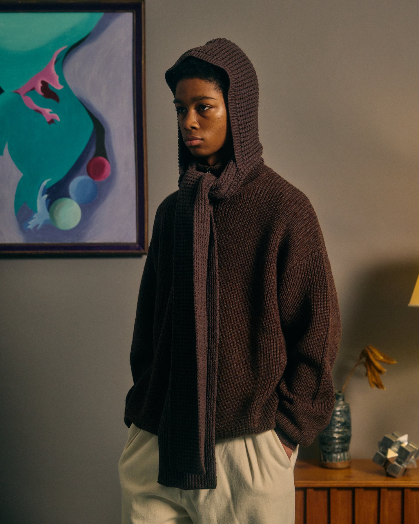 COMFORTABLE REASON|Waffle Hood Scarf