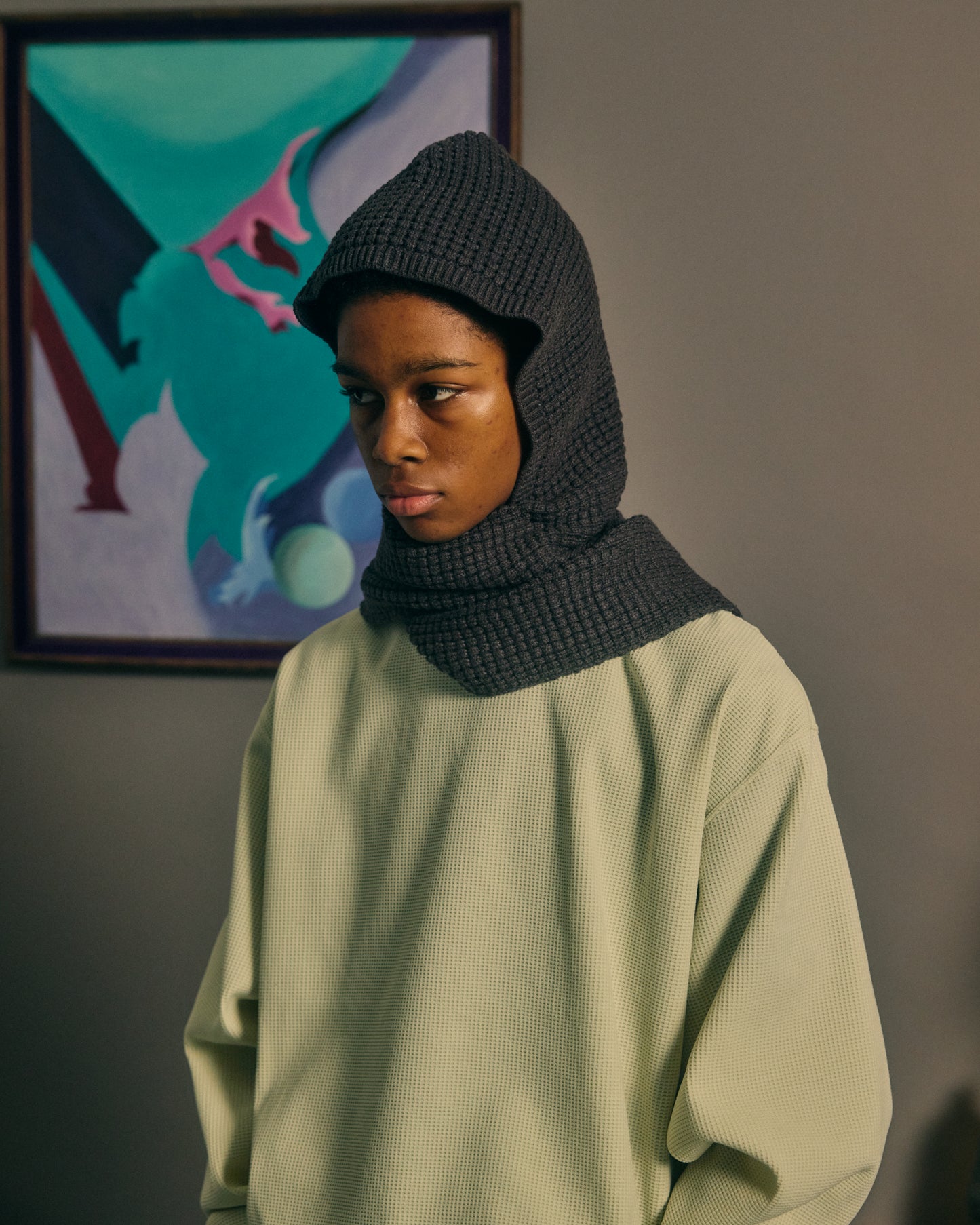 COMFORTABLE REASON|Waffle Hood Scarf