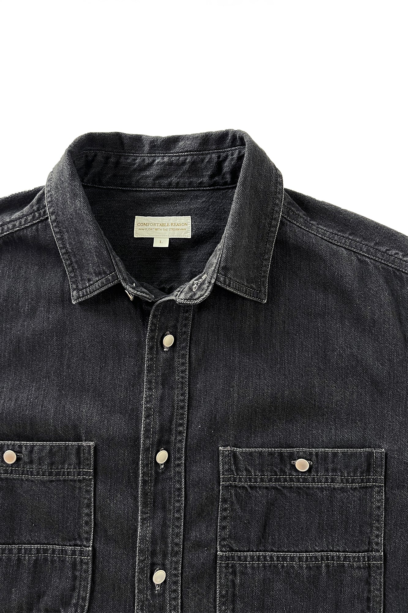 COMFORTABLE REASON|Fade Denim Shirts|BLACK