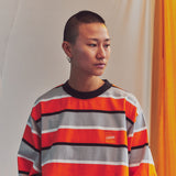 LQQKSTUDIO｜L/S RUGBY WEIGHT BORDER TEE BOX LOGO｜ORANGE