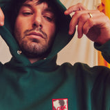 LQQKSTUDIO｜SIGNATURE SNAP FLEECE HOODIE｜FOREST GREEN