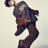 ISNESS MUSIC｜HOUSE FLOCKY PRINT T-SHIRT｜BROWN