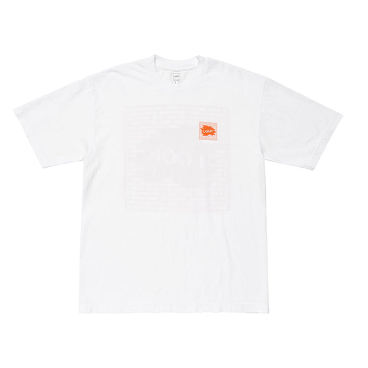 LQQKSTUDIO｜Brick Logo TEE｜WHITE/ORANGE