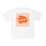 LQQKSTUDIO｜Brick Logo TEE｜WHITE/ORANGE