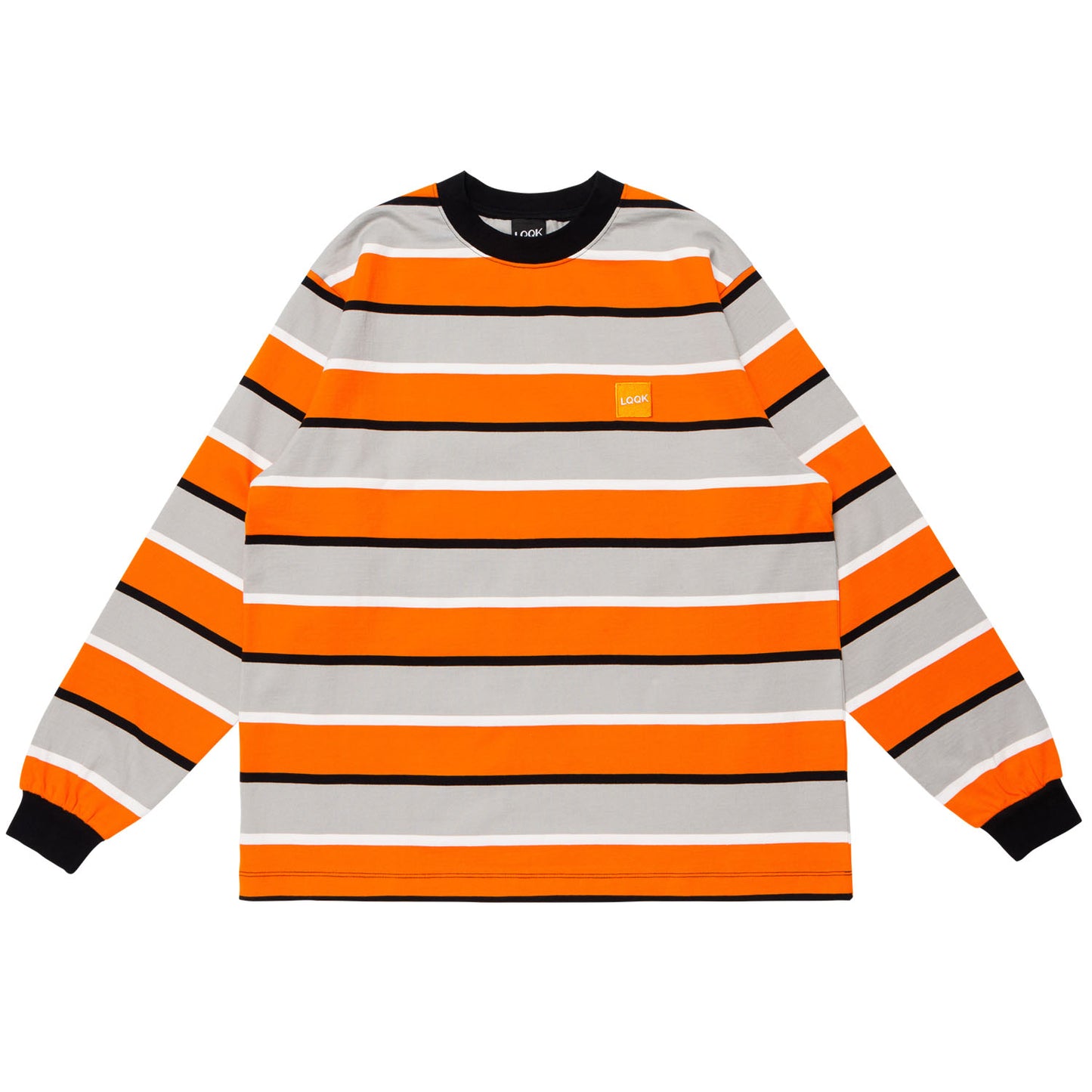 LQQKSTUDIO｜L/S RUGBY WEIGHT BORDER TEE BOX LOGO｜ORANGE