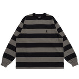 LQQKSTUDIO｜LONGSLEEVE BORDER TEE｜GREY BLACK