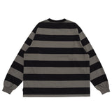 LQQKSTUDIO｜LONGSLEEVE BORDER TEE｜GREY BLACK