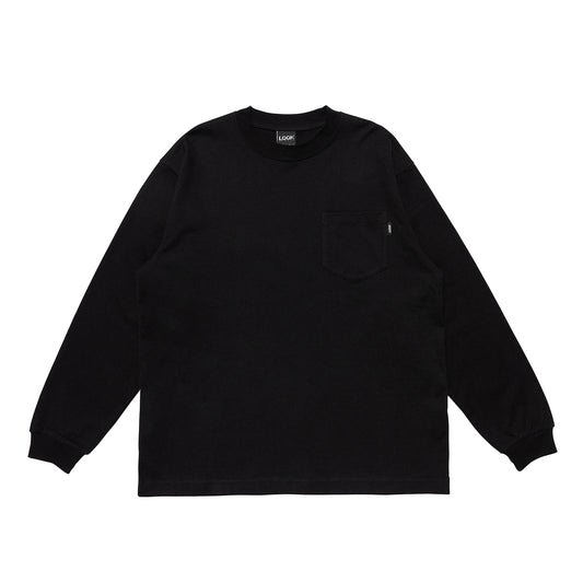 LQQK STUDIO｜L/S RUGBY WEIGHT POCKET TEE｜BLACK