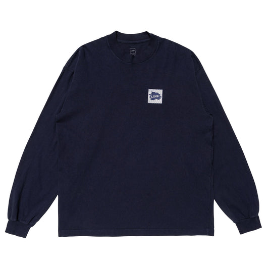 LQQKSTUDIO｜LONGSLEEVE BRICK LOGO｜NAVY