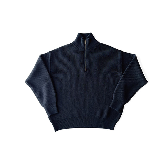 COMFORTABLE REASON｜Harf Zip Knit ｜NAVY
