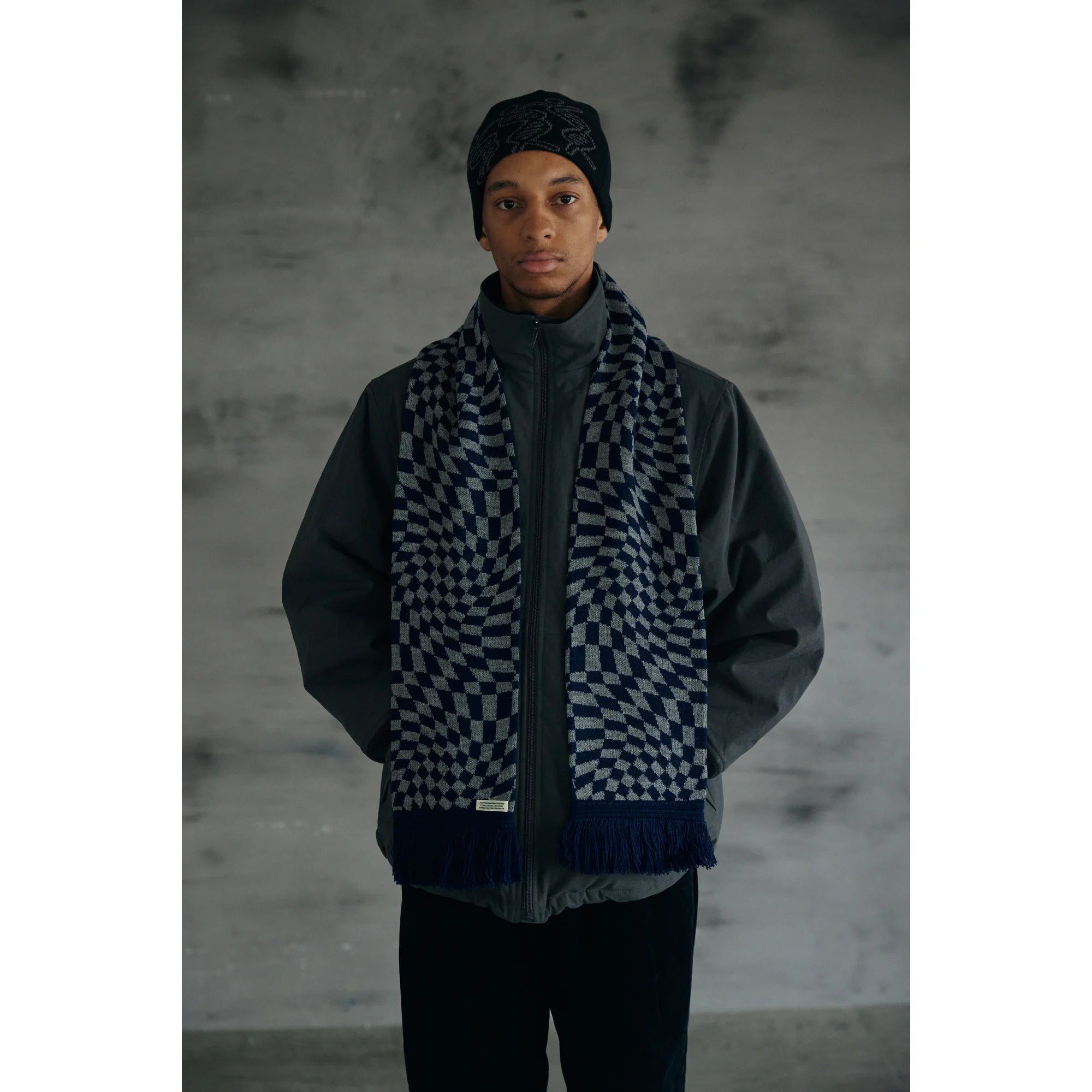 COMFORTABLE REASON｜OP Scarves｜NAVY×GREY