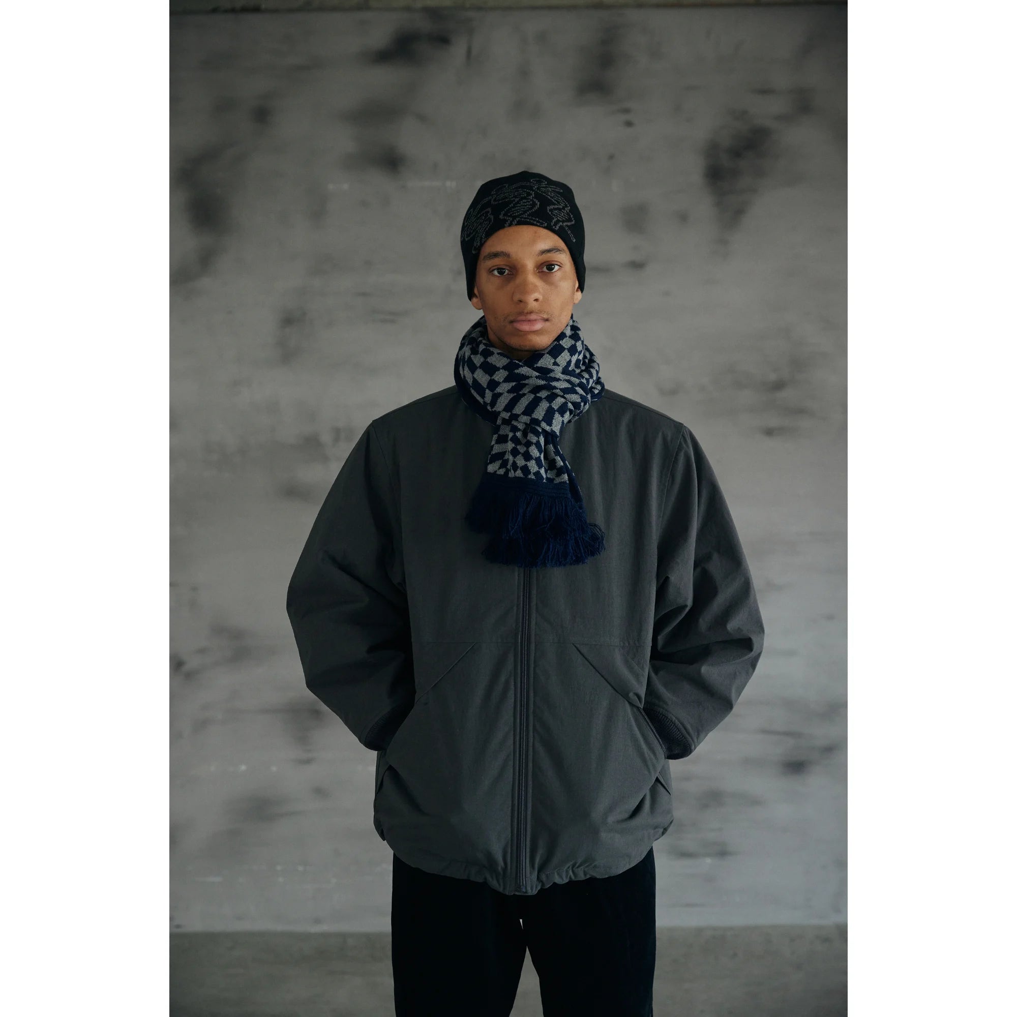 COMFORTABLE REASON｜OP Scarves｜NAVY×GREY