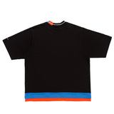 LQQKSTUDIO｜BORDER STITCH TEE｜BLACK BLUE ORANGE