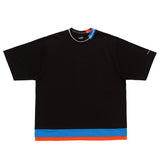 LQQKSTUDIO｜BORDER STITCH TEE｜BLACK BLUE ORANGE