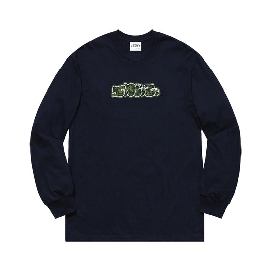 Sneeze Magazine｜Camo Logo LONG SLEEVE T-SHIRTS｜NAVY